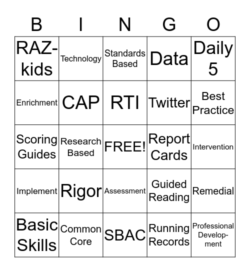 Buzzword Bingo Card