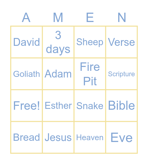 Bingo Biblical Style! Bingo Card