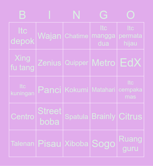 lulu Bingo Card