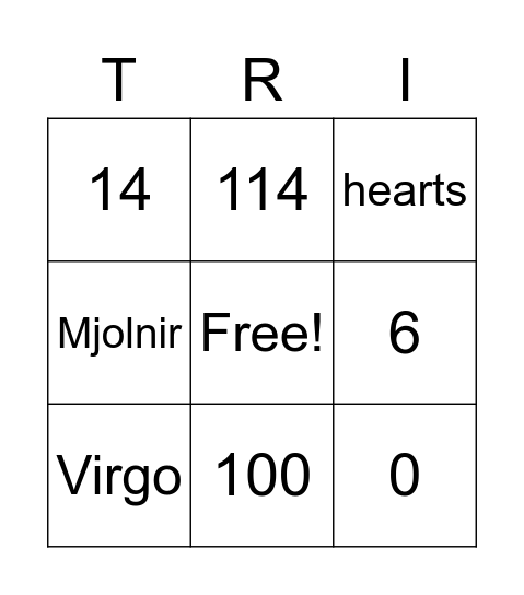 Silicon Tringo Bingo Card