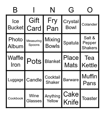 Alexa's Bridal Shower Bingo Card