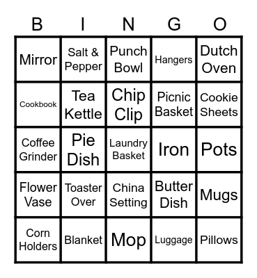 Alexa's Bridal Shower Bingo Card