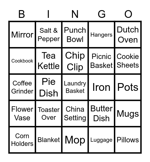 Alexa's Bridal Shower Bingo Card