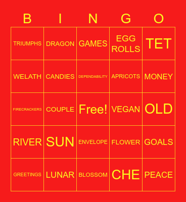 UVA TET BINGO Card