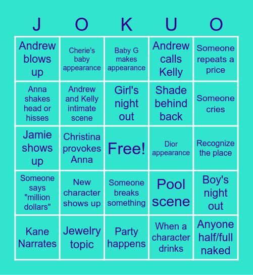 JoKane Bingo Night Extravaganza Bingo Card