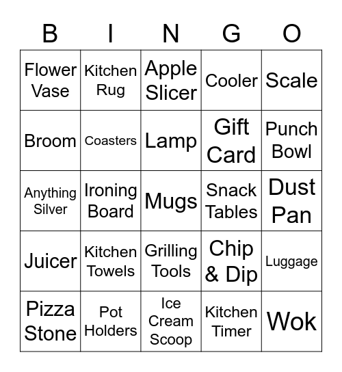 Alexa's Bridal Shower Bingo Card