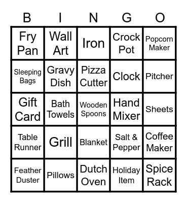 Alexa's Bridal Shower Bingo Card