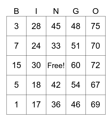 McdoFries Bingo Card