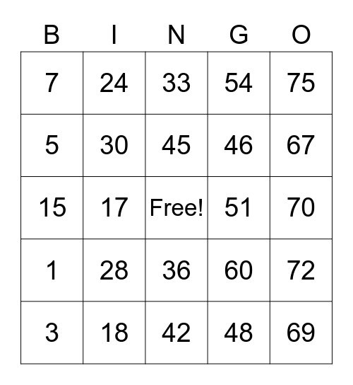 McdoFries Bingo Card
