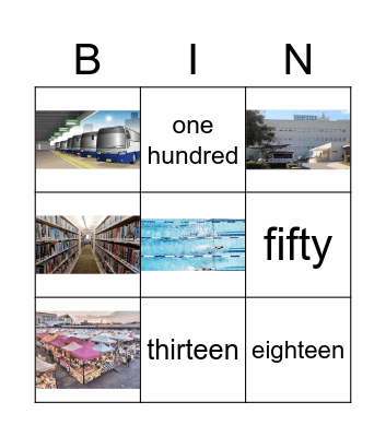 Parts of a town Bingo Card