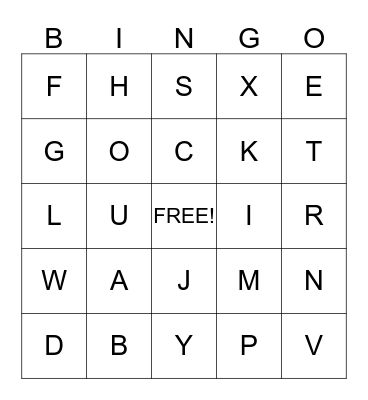 BINGO ALPHABET Bingo Card