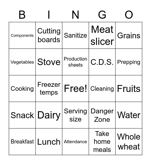 Head Start Bingo Game Bingo Card