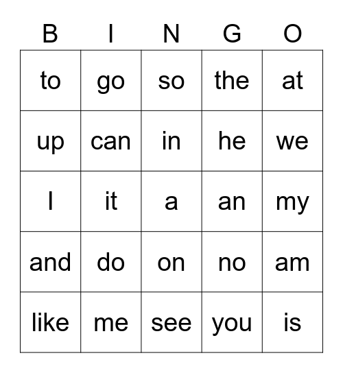 25 Bingo Card