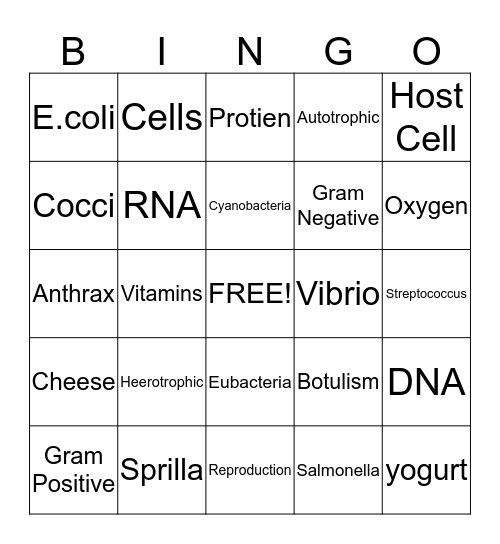 Do You Know Your Bacterias/Viruses Bingo Card