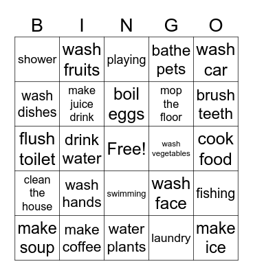 Water is Important Bingo Card