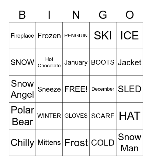 Winter Bingo Card