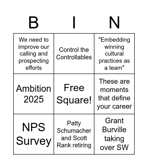 All Wisconsin Bingo Card