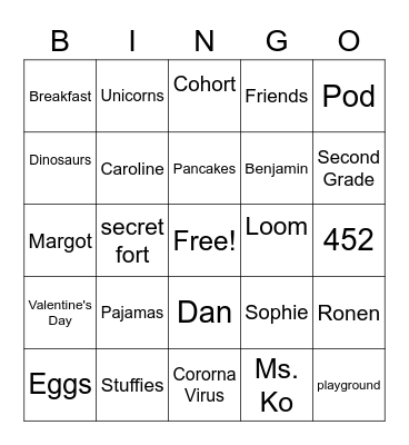 Pajama Pod Bingo Card