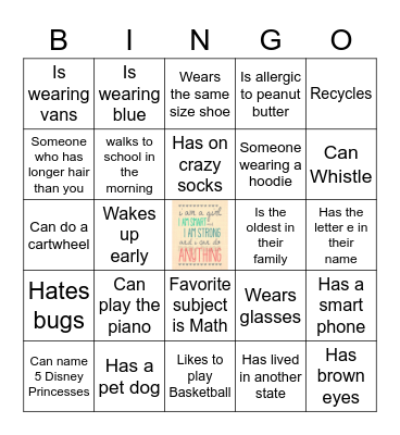GIRL TALK Bingo Card