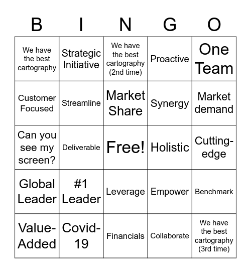 Group Goals Meeting Bingo Card