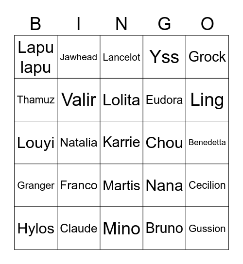Bingo Mobile Legends Bingo Card
