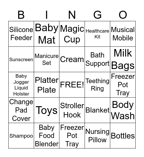 Jaz's Baby Shower Bingo Card