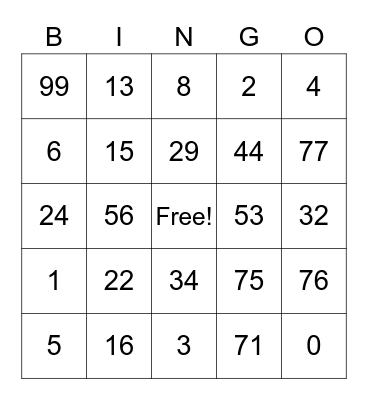 Working Backwards Bingo Card