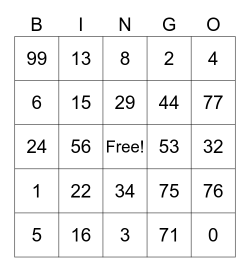 Working Backwards Bingo Card