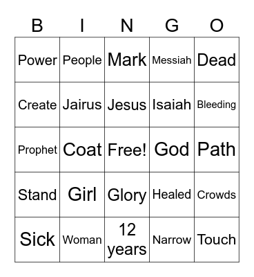 Bible Bingo Card