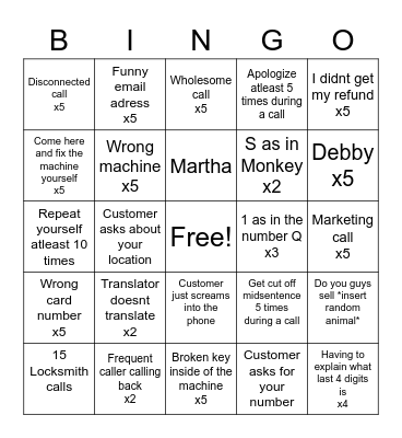 F R Y D E Y Bingo Card