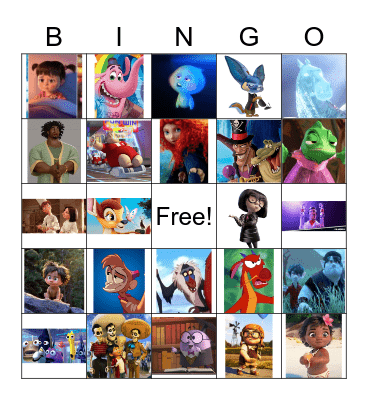 Disney/Pixar Bingo Card