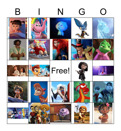 Disney/Pixar Bingo Card