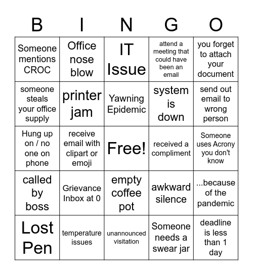 Because it's Friday Bingo Card