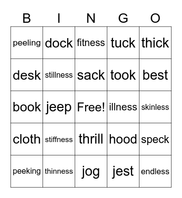 Concept 1-41 Words Bingo Card