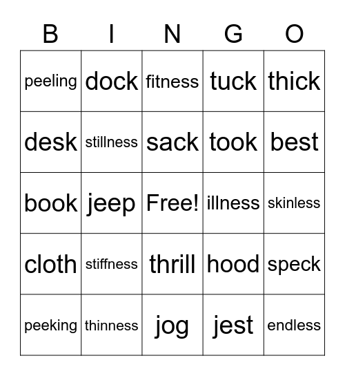 Concept 1-41 Words Bingo Card