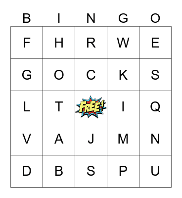 Crp alphabet Bingo Card