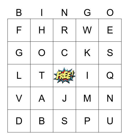 Crp alphabet Bingo Card