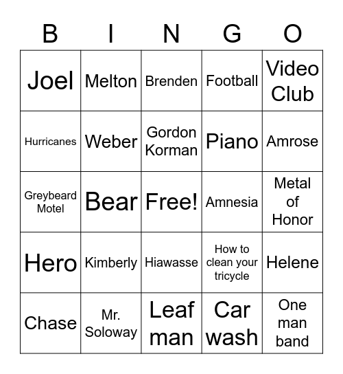 Restart Bingo Card