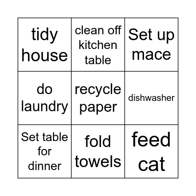 Monday Afternoon Bingo Card
