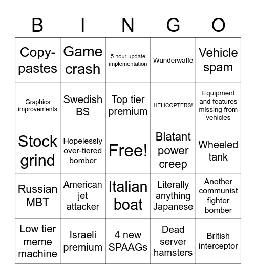 Patch day bingo Card