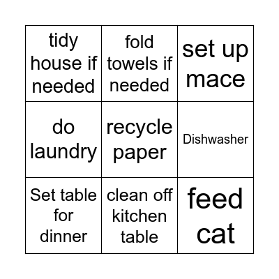 Friday Afternoon Bingo Card