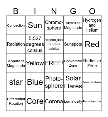 Star Light Star Bright Bingo Card
