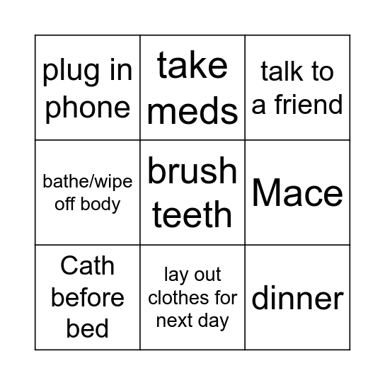 Wednesday Night Bingo Card