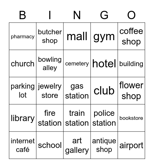 City (ciudad-librería) Bingo Card