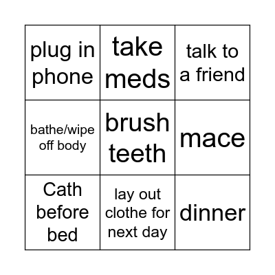 Friday Night Bingo Card