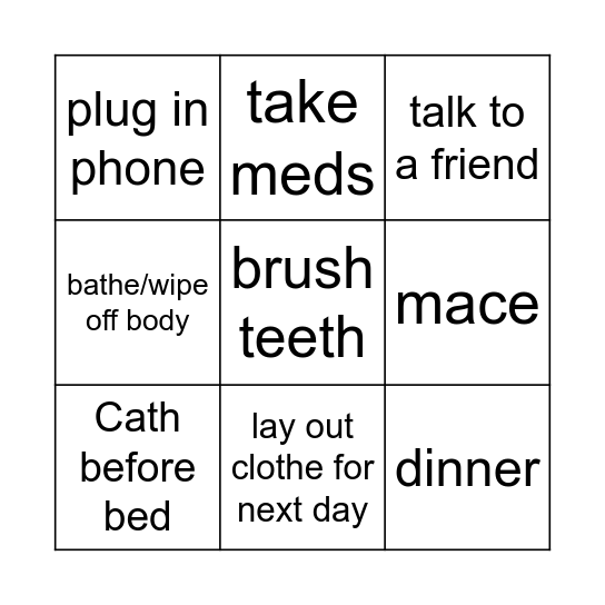 Friday Night Bingo Card