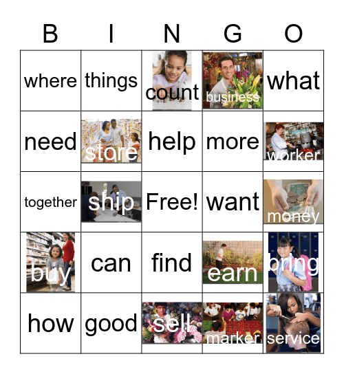 1st Grade, Unit 3 Bingo Card