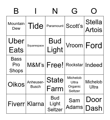 COMMERCIAL BINGO Card
