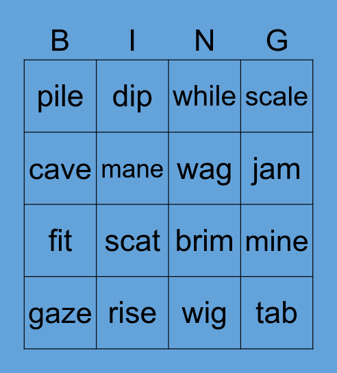 i-e, i, a-e, a Bingo Card