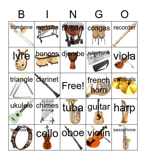 Instrument Bingo Card